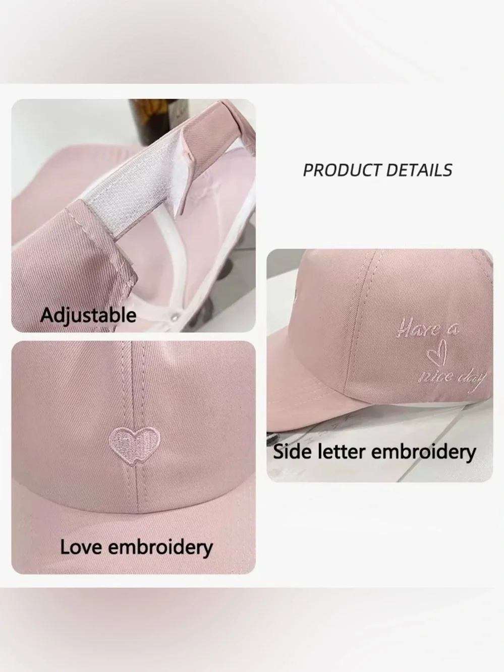 Ponytail Hat - Rose Pink or Light Pink - Velcro Back - Brand New!
